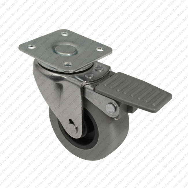 Roda girat�ria com trav�o �50 / �75 - Cinza